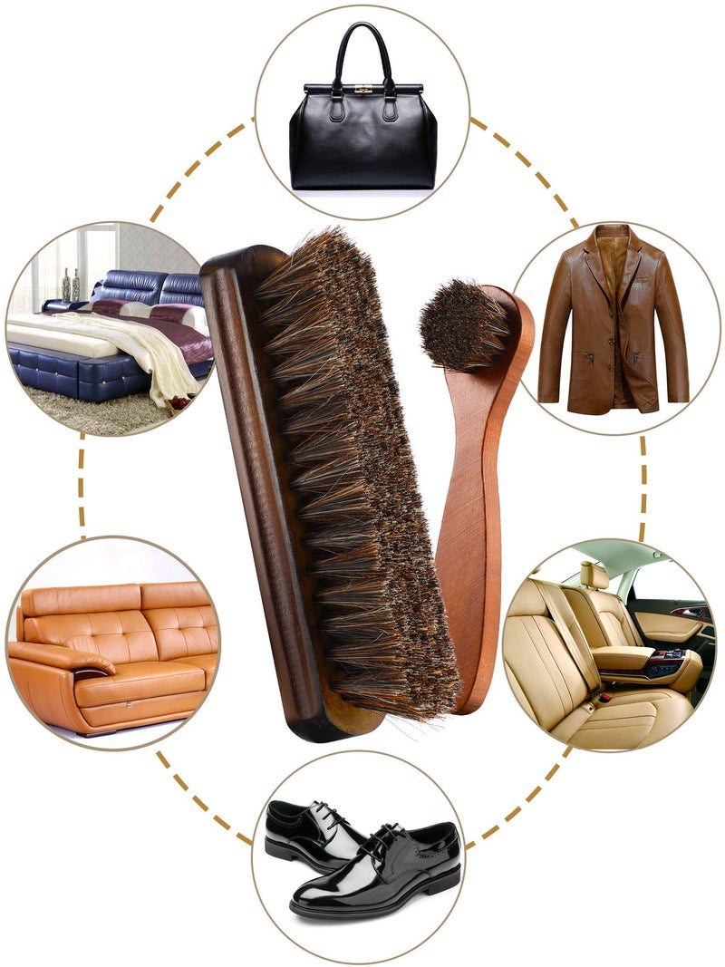 Youngjoy 6 Pieces Horsehair Shine Shoes Brush Kit Polish Dauber Applicators (B) - Image 4